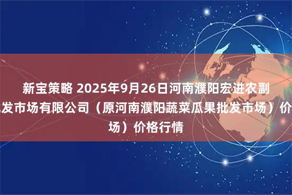 新宝策略 2025年9月26日河南濮阳宏进农副产品批发市场有限公司（原河南濮阳蔬菜瓜果批发市场）价格行情