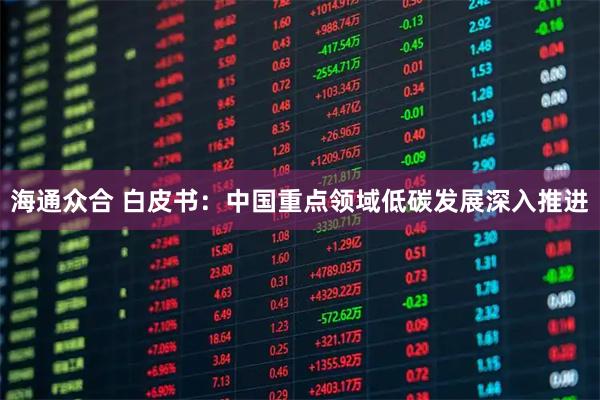海通众合 白皮书:中国重点领域低碳发展深入推进